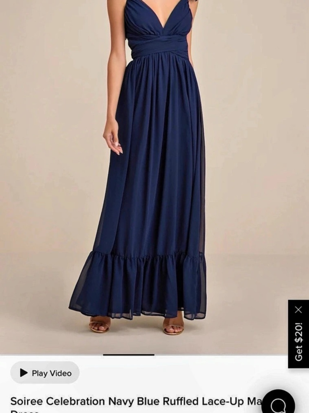 Lulus Soiree Celebration Navy Blue Ruffled Lace-Up Maxi Dress Ruffled Lace-Up